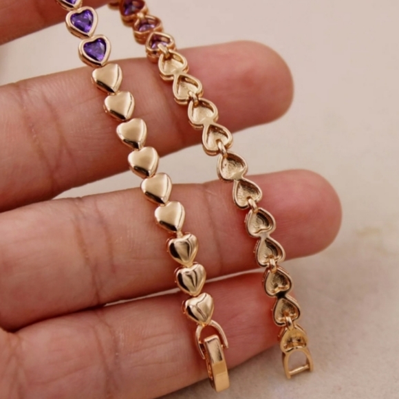 New purple heart gold filled bracelet - Picture 4 of 4